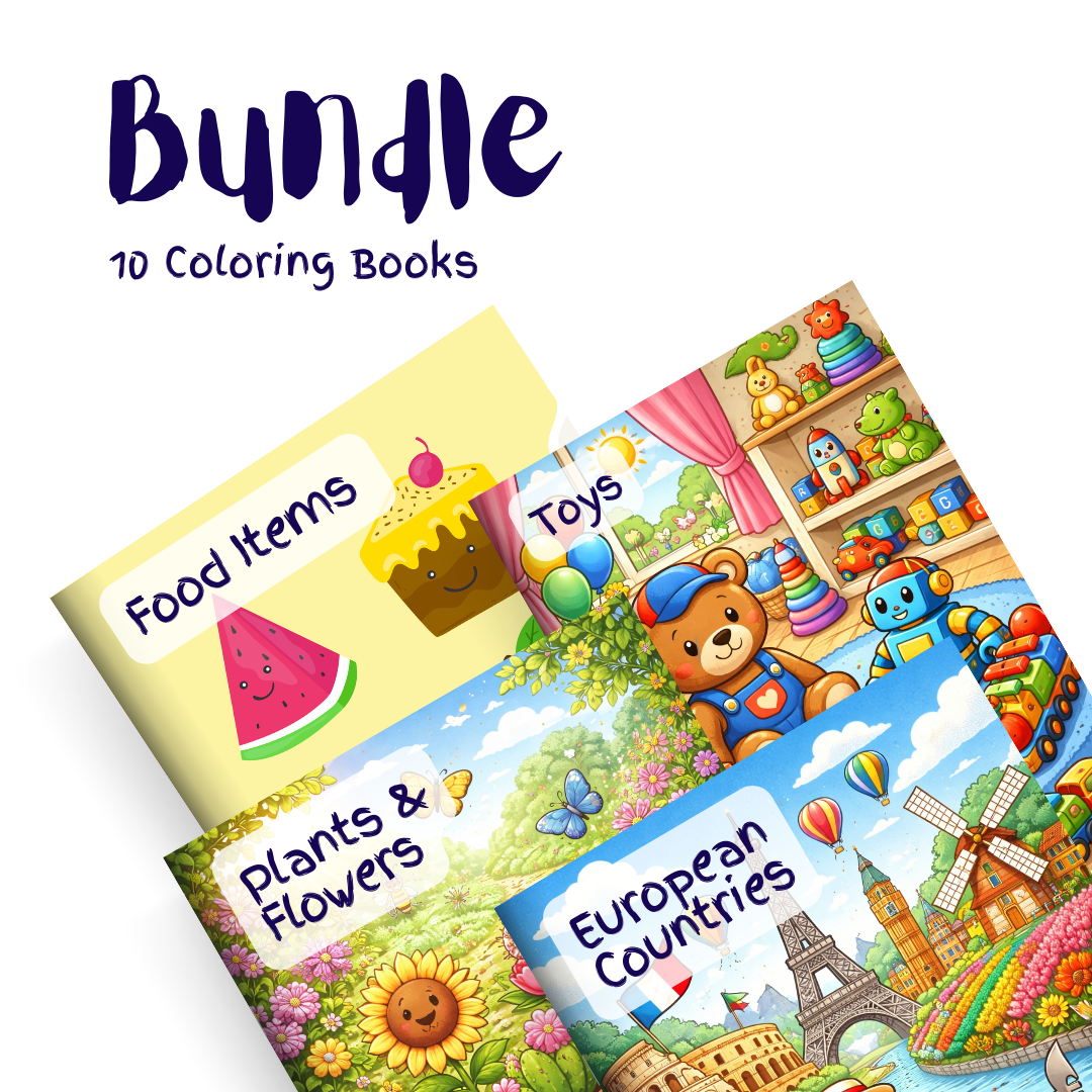 Around Europe & Everyday Favorites Bundle – 10 Coloring Books